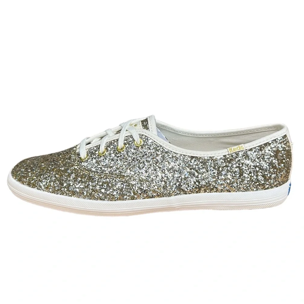 Keds for Kate Spade CH KS Platinum Gold Glitter #WF57125 Shoes Sneakers Size 9.5